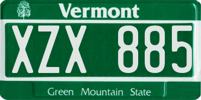 VT license plate XZX885