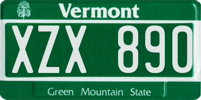 VT license plate XZX890