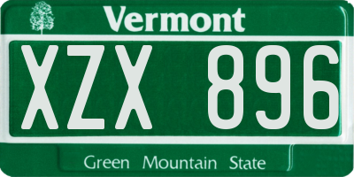 VT license plate XZX896