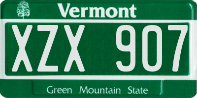 VT license plate XZX907
