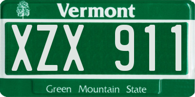 VT license plate XZX911