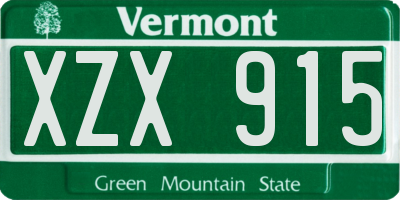 VT license plate XZX915