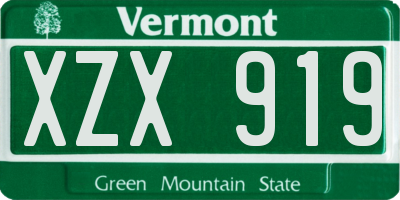 VT license plate XZX919