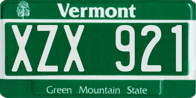 VT license plate XZX921