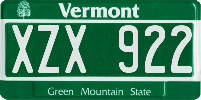 VT license plate XZX922