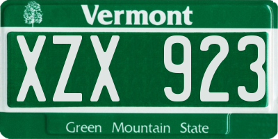 VT license plate XZX923