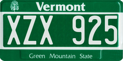 VT license plate XZX925