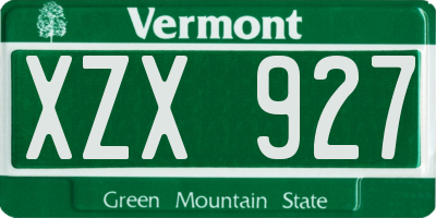 VT license plate XZX927
