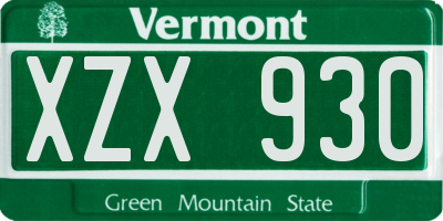 VT license plate XZX930