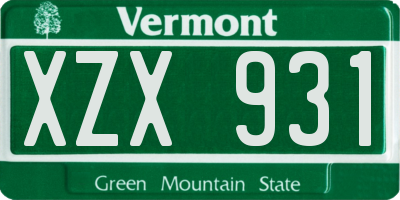 VT license plate XZX931
