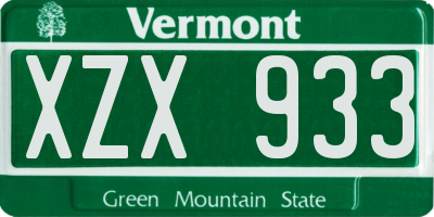 VT license plate XZX933
