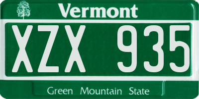 VT license plate XZX935