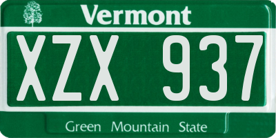 VT license plate XZX937