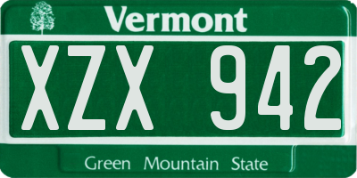 VT license plate XZX942