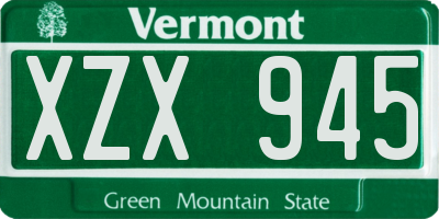 VT license plate XZX945