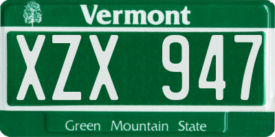 VT license plate XZX947