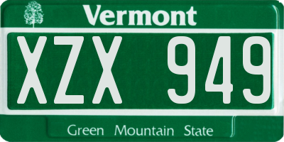 VT license plate XZX949