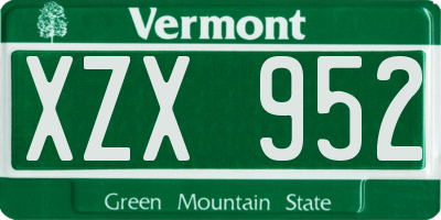 VT license plate XZX952