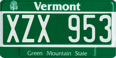 VT license plate XZX953