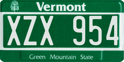VT license plate XZX954