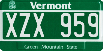 VT license plate XZX959