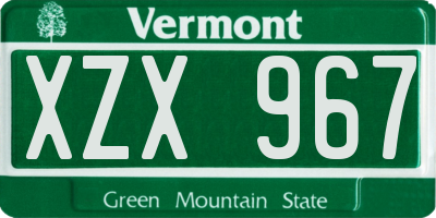VT license plate XZX967