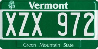 VT license plate XZX972