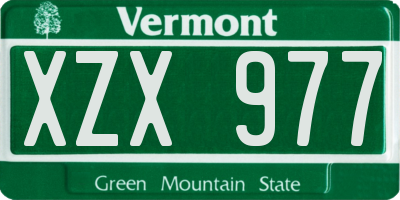 VT license plate XZX977