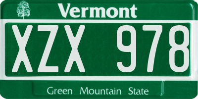VT license plate XZX978