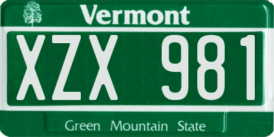 VT license plate XZX981