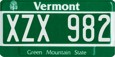 VT license plate XZX982