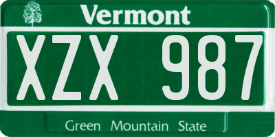VT license plate XZX987