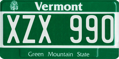 VT license plate XZX990