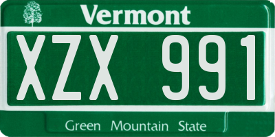 VT license plate XZX991