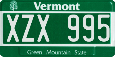 VT license plate XZX995