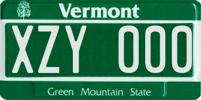 VT license plate XZY000