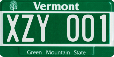 VT license plate XZY001