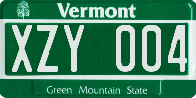 VT license plate XZY004