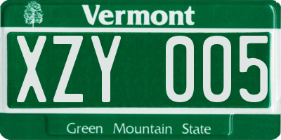 VT license plate XZY005