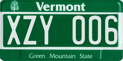 VT license plate XZY006