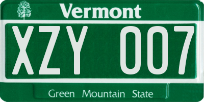 VT license plate XZY007