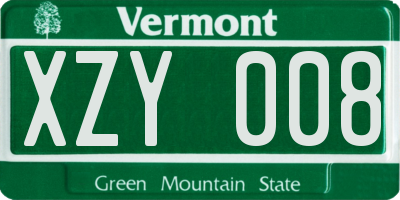 VT license plate XZY008