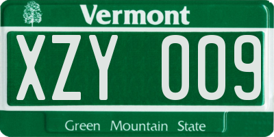VT license plate XZY009