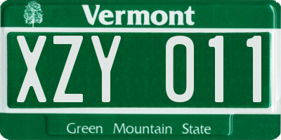 VT license plate XZY011