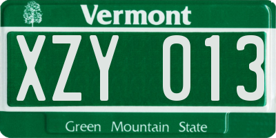 VT license plate XZY013