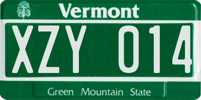 VT license plate XZY014