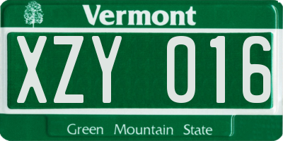 VT license plate XZY016