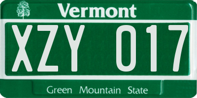 VT license plate XZY017