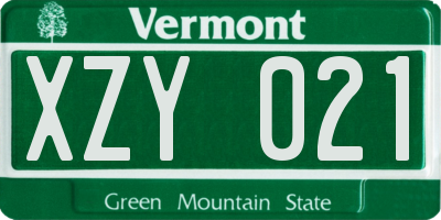 VT license plate XZY021