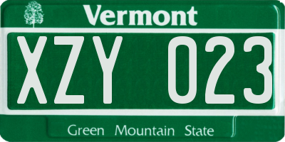VT license plate XZY023